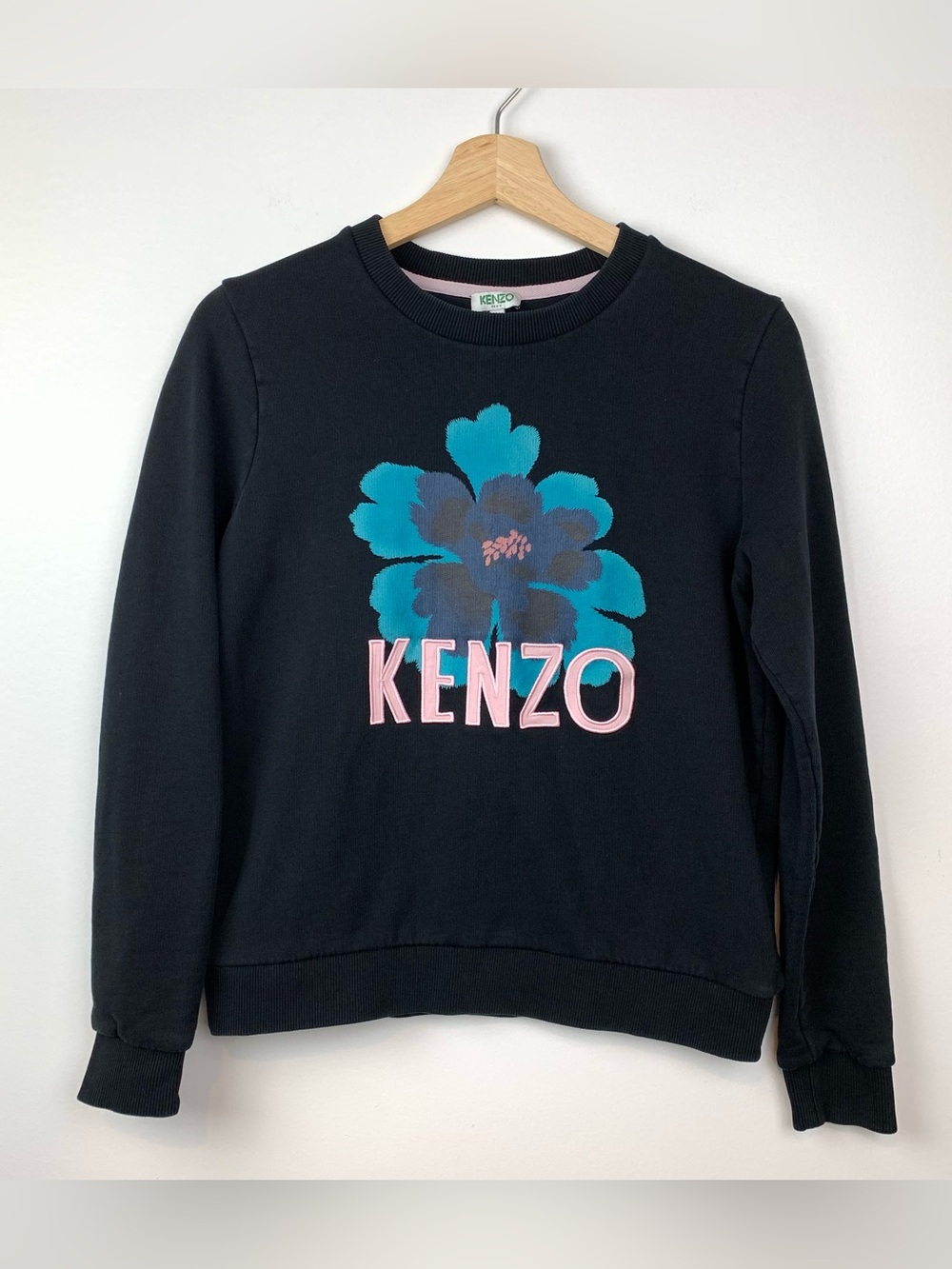 Kenzo Sweatshirt Sweater Boke Flower Sz Small Black Pullover Crewneck Floral